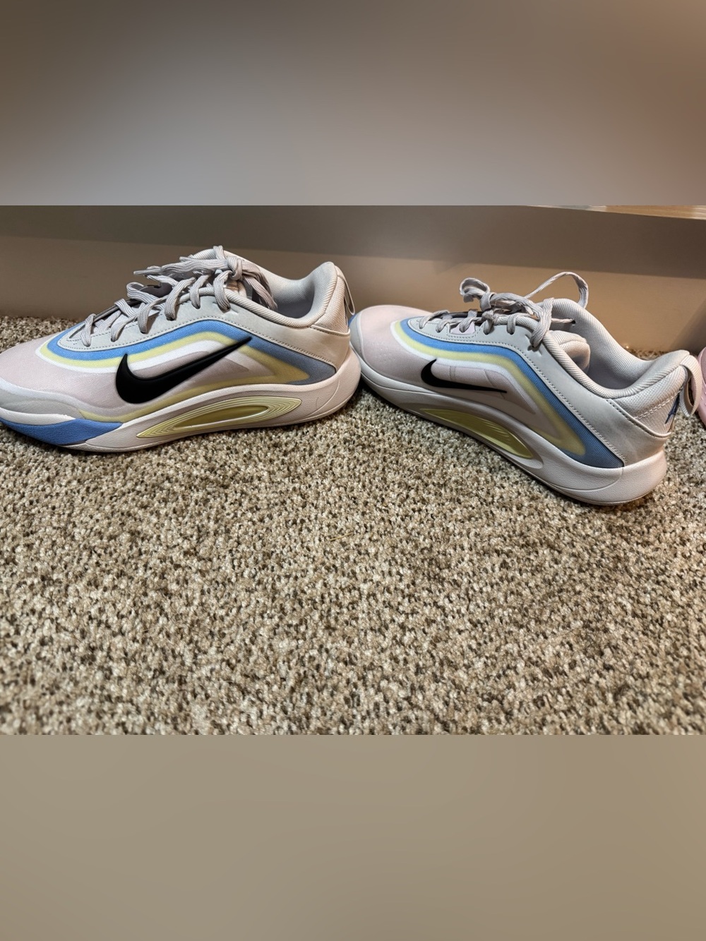 Nike Light Grey Sneakers with Blue and Yellow Aja Wilson